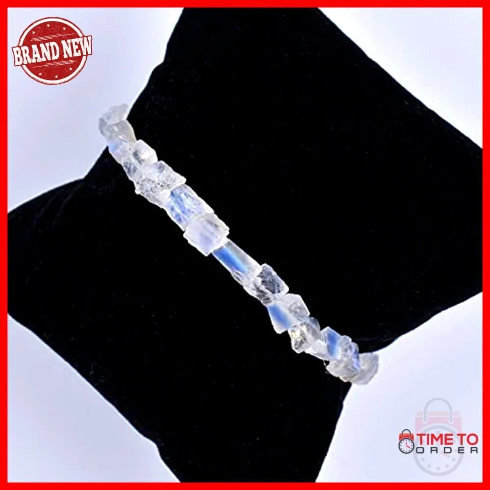 Raw Gemstone Sterling Silver Bracelet Minimal Healing Crystals Dainty Jewelry - Picture 3 of 7